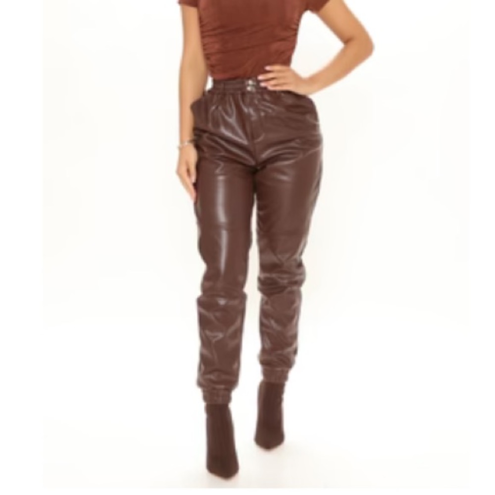Not Playing Games Faux Leather Joggers - Large